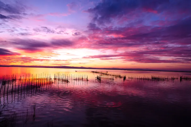Sunset over the lake at l’Albufera